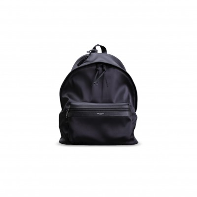 YSL CITY BACKPACK IN SILK AND LEATHER 326865 (38*30*17cm)